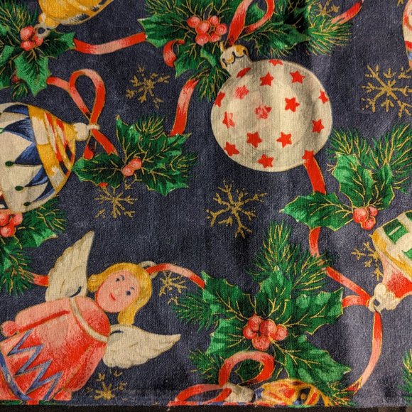 Rustic Country Denim Color Cotton Holiday Table Cloth Ornaments Holly 60"x80" - Picture 7 of 7